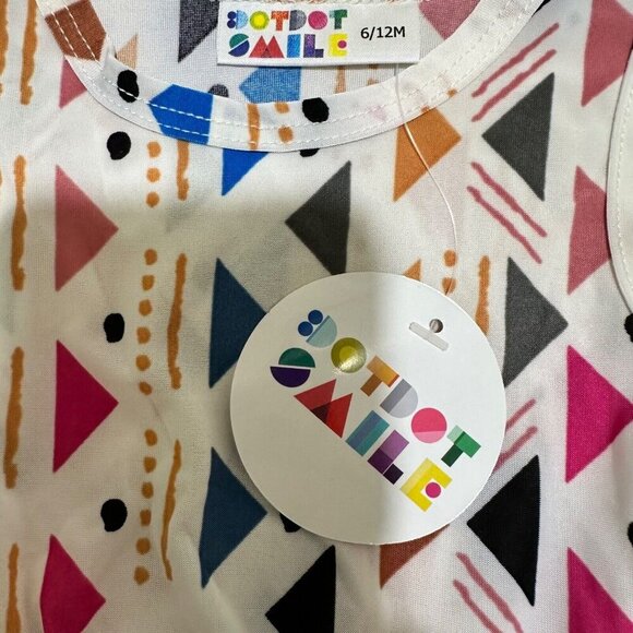 Dot Dot Smile Baby Girls Size 6/12 Months Colorful Triangle Tank Twirl Dress NWT - Picture 4 of 5